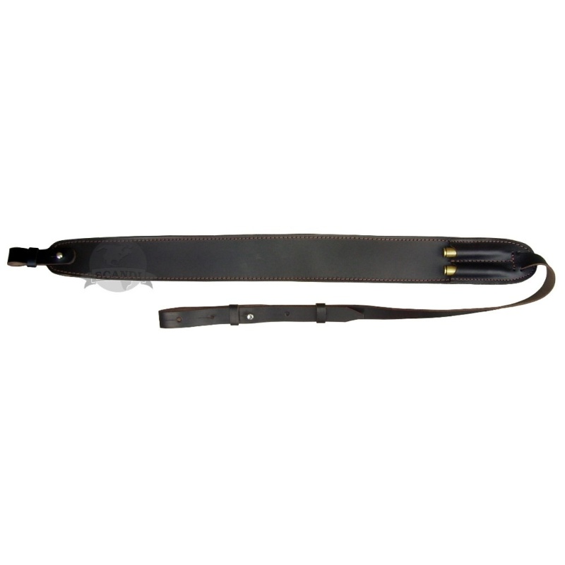 Leather Gun Sling with 2-Round Rifle Cartridge Holder 1043